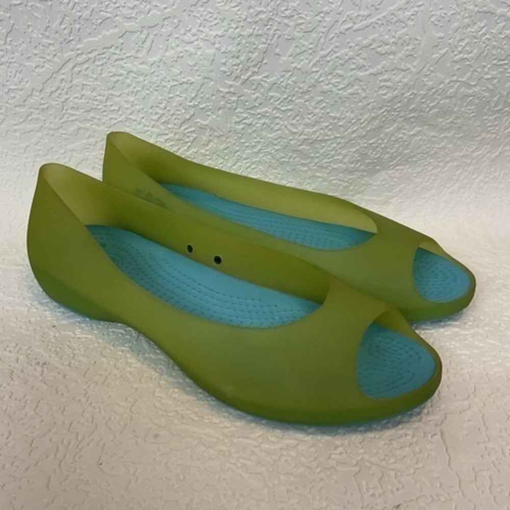 VTG Crocs Green Slip On Peep Toe  Jelly Carlie Ballet Flats Shoes Women 7 China